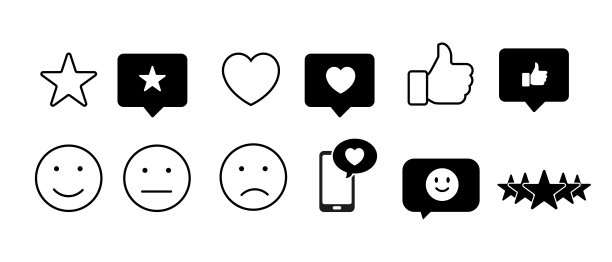 反馈和审查矢量图标的集合图片下载