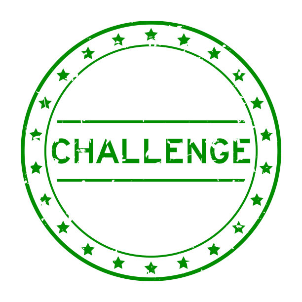 白色背景上的垃圾绿色挑战字圆形橡胶印章图片下载