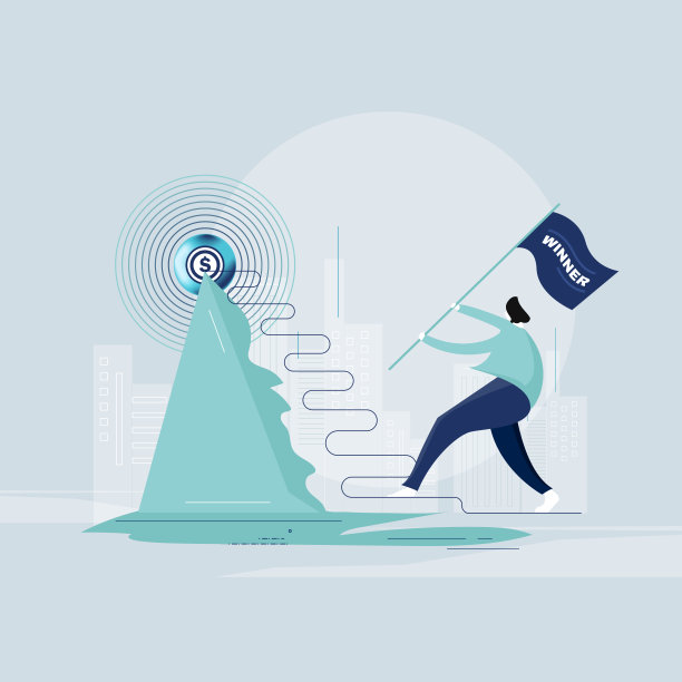 商业女性举起旗帜概念，目标成就说明图片下载