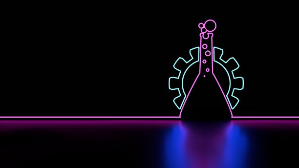 细线化学实验室玻璃和齿轮图片下载