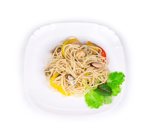 美味的意大利海鲜面食。图片下载