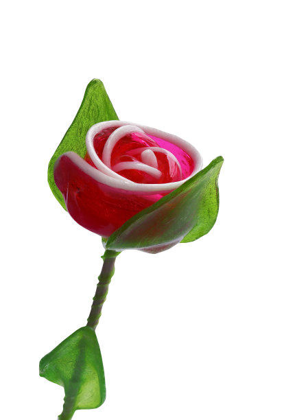 梦幻甜蜜的糖果，白色背景上的美味玫瑰形状。图片下载