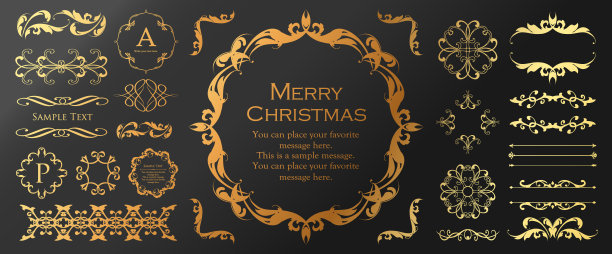 一套受圣诞节启发的框架设计。豪华的设计部分图片下载