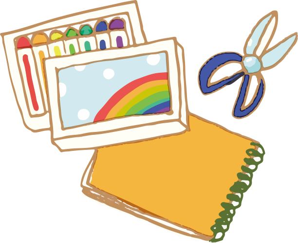 蜡笔、剪刀和素描本。图片下载