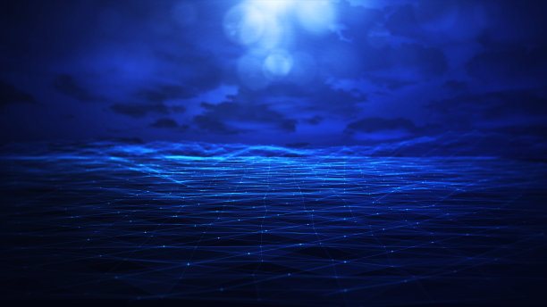 摘要波浪技术背景。连接结构。大数据可视化和商业。互联网络。图片下载