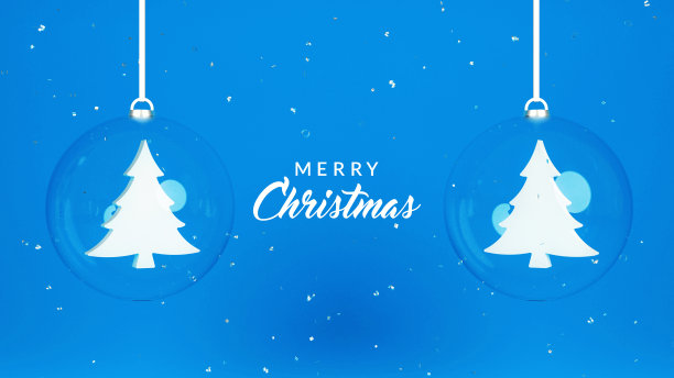 圣诞节庆祝背景与玻璃球和圣诞树在他们。3 d渲染插图。图片下载