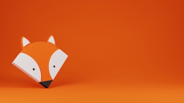 橘色背景上的狐狸头图标图片下载