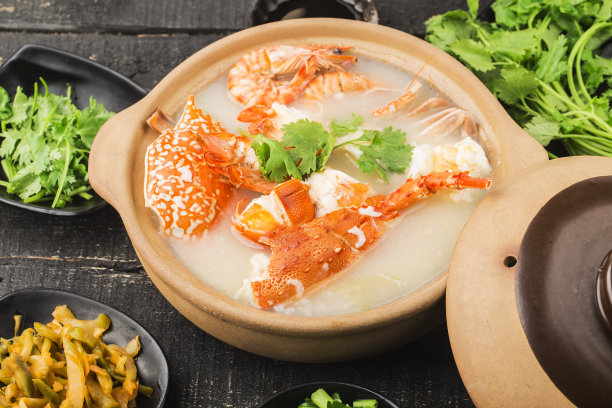 龙虾海鲜砂锅粥图片下载