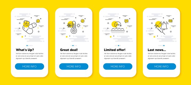 矢量温度计集，紫外线保护和胶囊药丸线图标集。向量图片下载