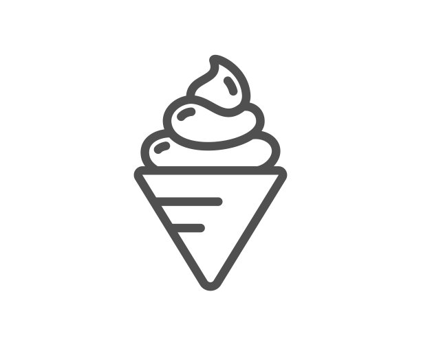 冰淇淋线图标。甜点食品标志。向量图片下载