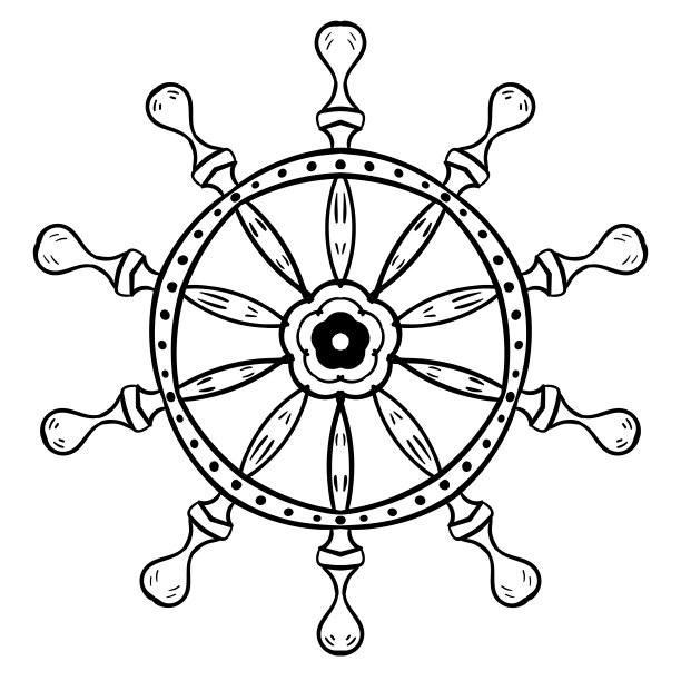 方向盘复古隔离，插图黑色和白色图片下载