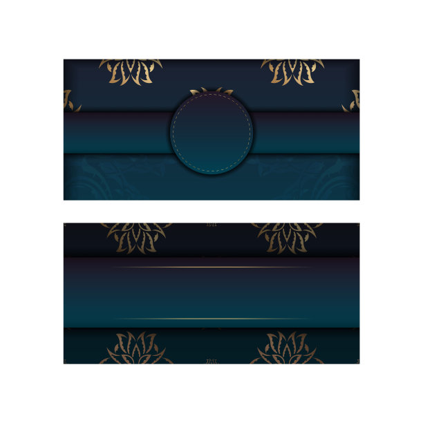 渐变蓝色背景与印度黄金图案和地方下的文字图片下载