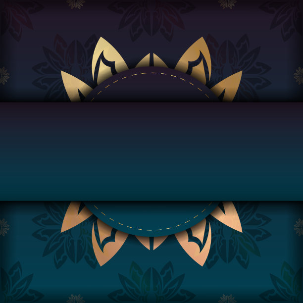 背景与渐变蓝色与希腊金色图案设计下的标志或文字图片下载