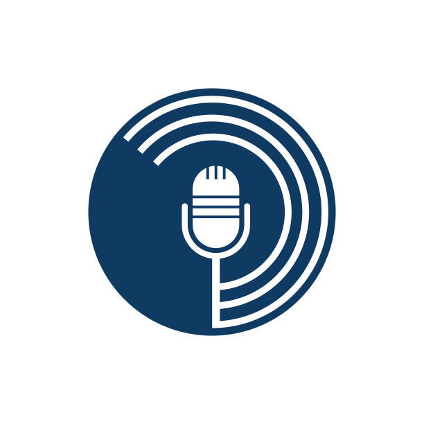 播客的标志设计。演播室桌子麦克风与广播图标设计。图片下载