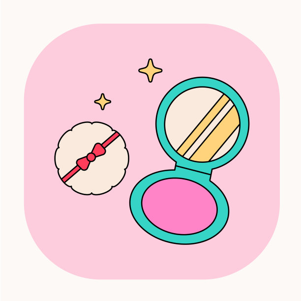 涂鸦腮红和粉扑插图。图片下载