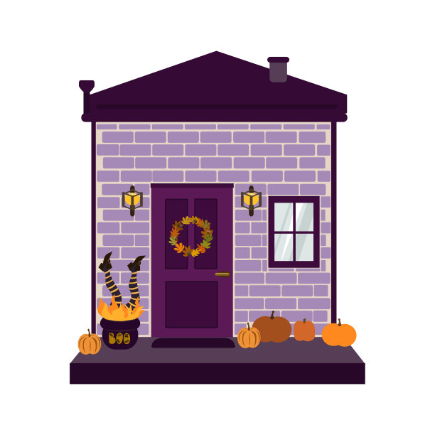 快乐的万圣节平面卡通风格插图。图片下载