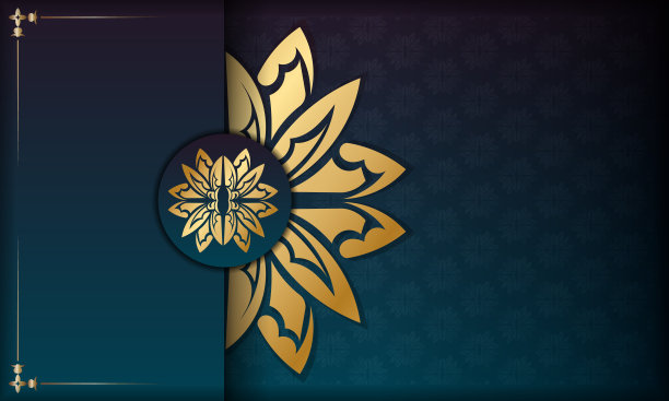 背景与渐变蓝色与复古金色装饰设计下的标志或文字图片下载