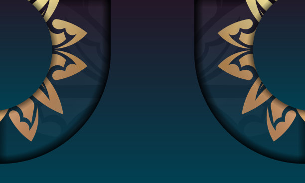 蓝色渐变背景与抽象的金色图案，并放置在您的徽标或文本图片下载