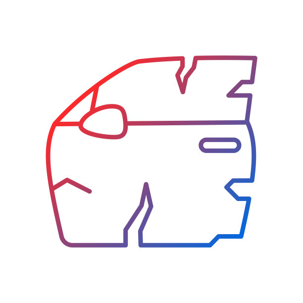 破碎的汽车门梯度线性矢量图标图片下载