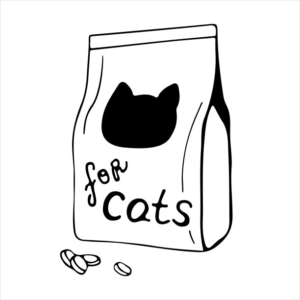 矢量插图的猫粮。一个单独的猫的东西在涂鸦风格。猫兽医图片下载