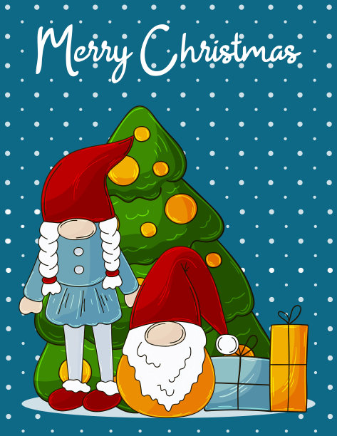 圣诞插图与侏儒图片下载