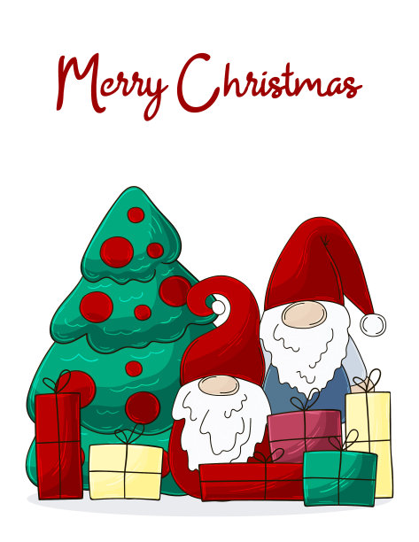 圣诞插图与侏儒图片下载
