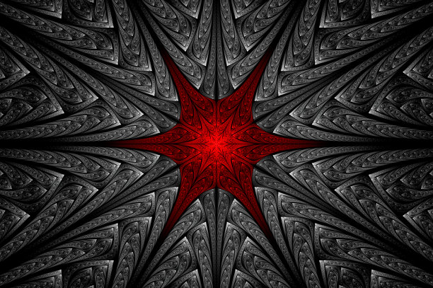 电脑生成抽象插画美丽的分形盔甲墙背景，万花筒设计背景，概念独特的曼荼罗万花筒创意独特的平面设计图片下载