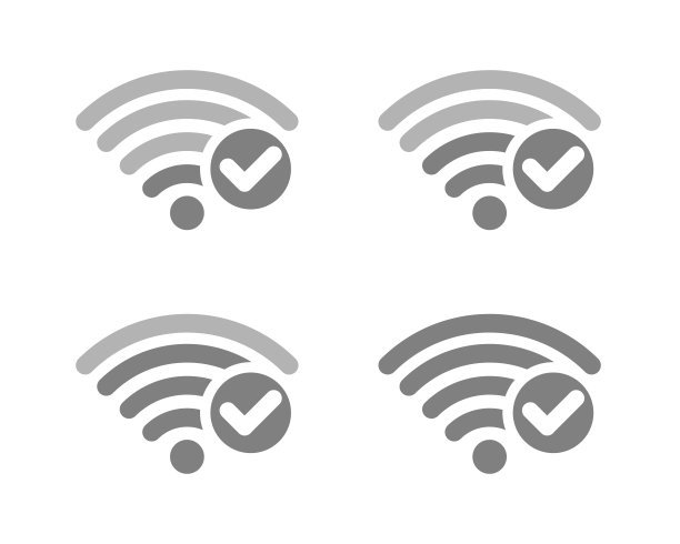 带复选标记的Wifi图标无线连接设计概念图片下载