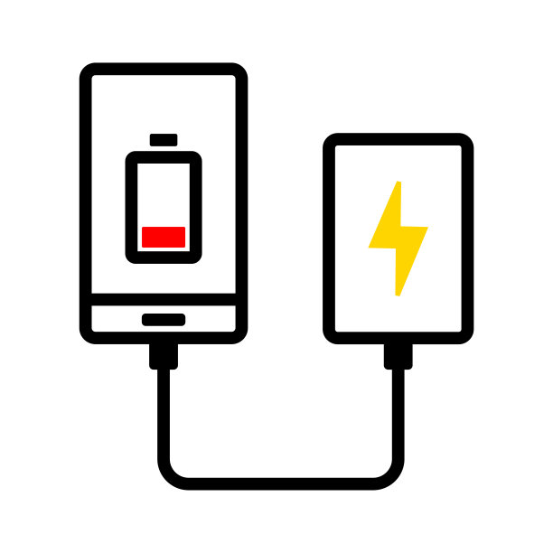 带有电源图标的智能手机。手机充电与移动电源设计概念。图片下载