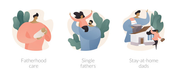 父亲角色抽象概念矢量插图。图片下载