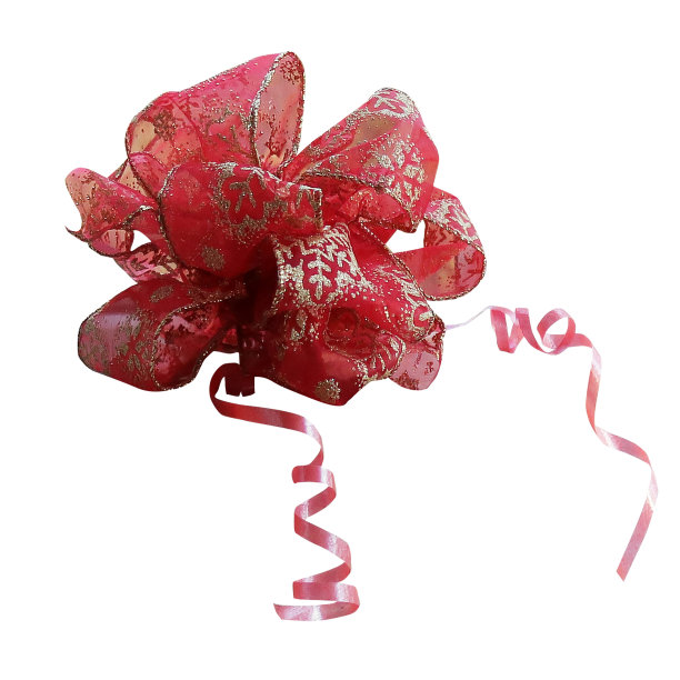 白色背景上的红色蝴蝶结。图片下载