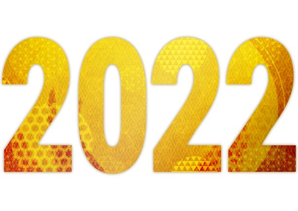 说明数字2022在一个金色的日本图案背景图片下载