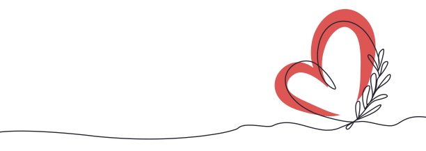 浪漫的设计，心形背景，热带树叶。现代的极简主义概念。构图，背景一行一个地方的文字。素描艺术插图，手绘。用于印刷，横幅，卡片。图片下载