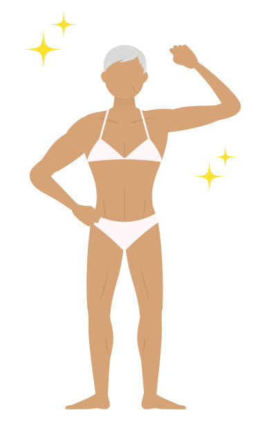 健美资深女子摆姿势，用一只手做动力bump图片下载