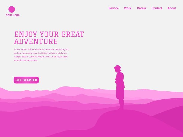 网站或应用程序的网站模板。登陆页面的主题是冒险、运动、自然等。图片下载