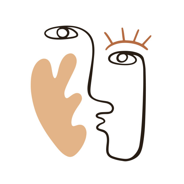 抽象的人脸肖像与中性颜色形状图片下载