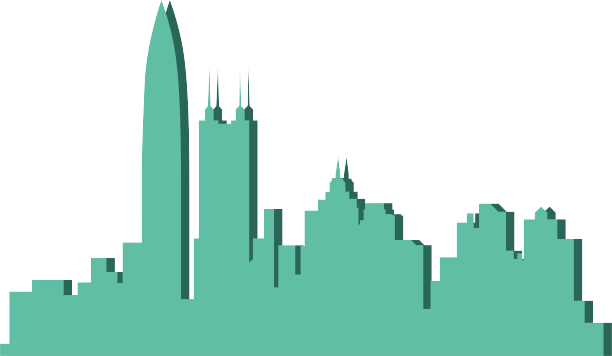 绿色城市剪影元素图片下载