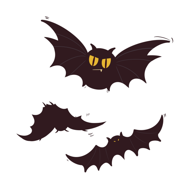 三只大眼睛万圣节可爱蝙蝠图片下载