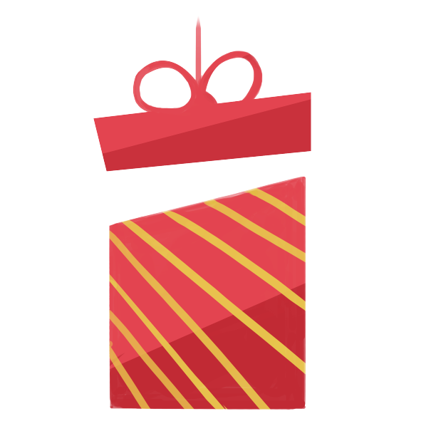 扁平卡通手绘趣味红色礼盒礼物包装盒png免扣素材图片下载