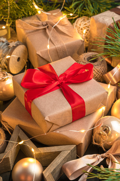 圣诞礼物的节日背景，特写图片下载