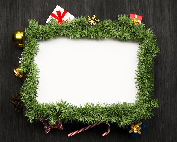 圣诞节背景和装饰空的相框图片下载