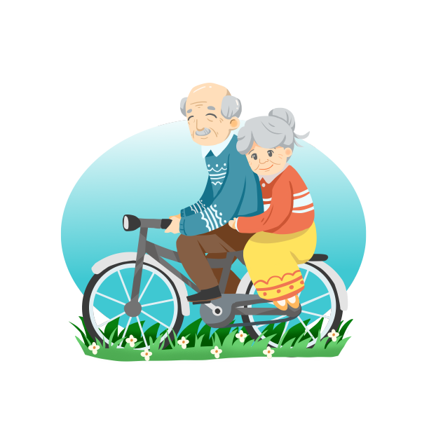 重阳节关爱老人骑自行车素材图片