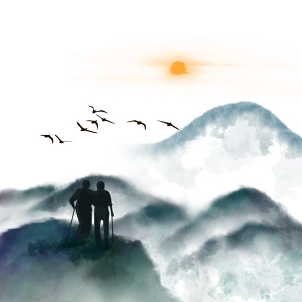 水墨重阳节山水秋季节日元素素材图片