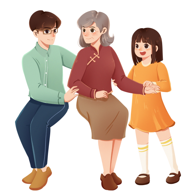 重阳节儿子孙女祖孙三代PNG素材图片下载