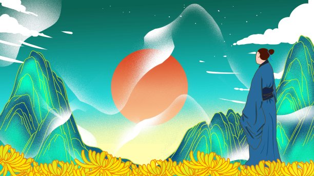 重阳节菊花中国风插画图片下载