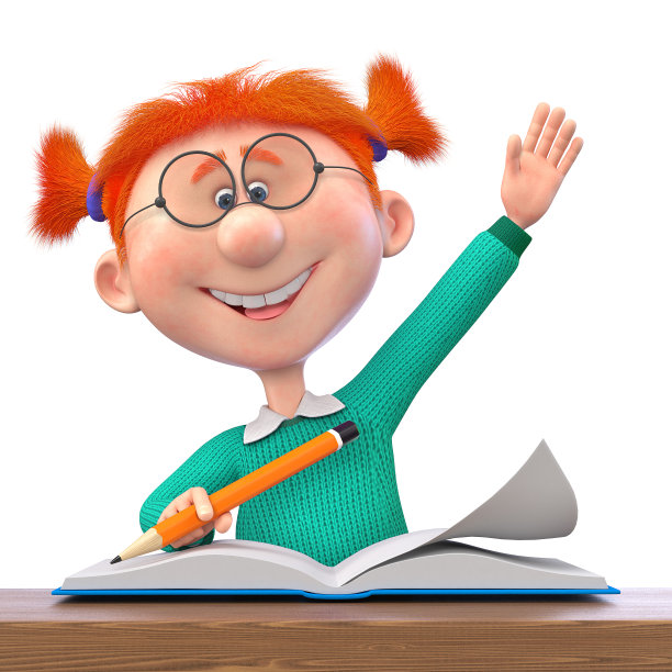 一个小女孩在教室里微笑的三维插图图片下载