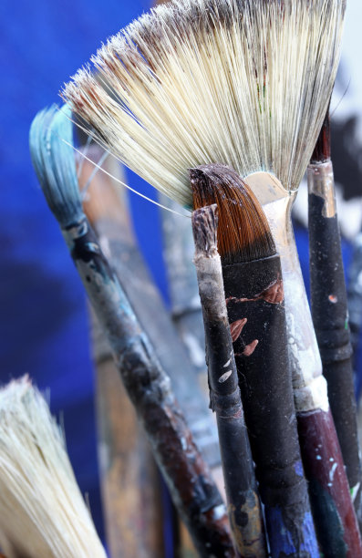 特写旧的肮脏的绘画刷图片下载