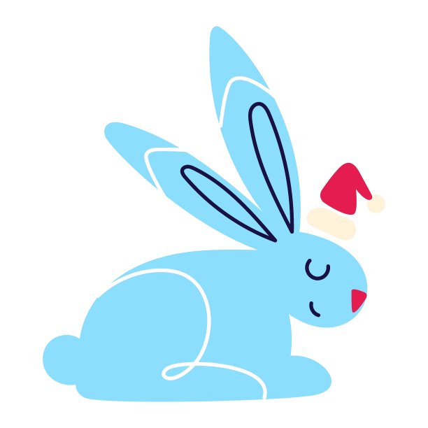 快乐可爱的兔子圣诞老人。圣诞快乐，新年快乐卡通节日插图兔子孤立在白色。向量图片下载