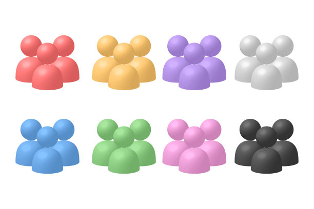 三个人的三维图标。图片下载