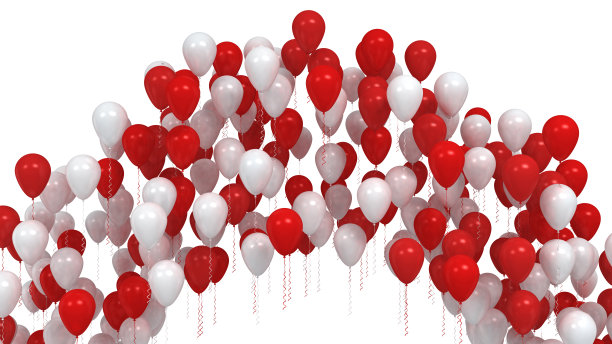 红色和白色派对气球的拱门图片下载
